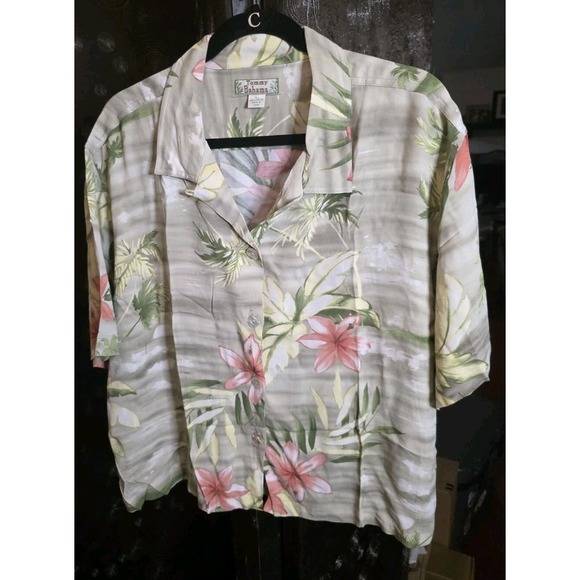 Tommy Bahama Men's Large Silk Shirt Short Sleeve Button Up Floral - Picture 1 of 7